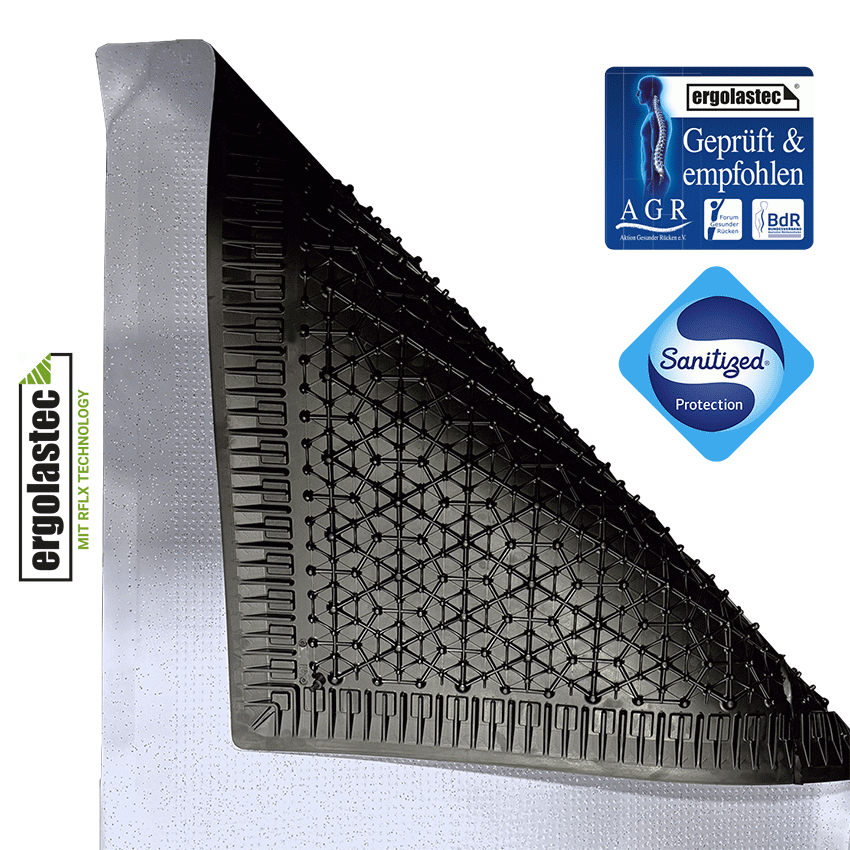 Le tapis pour poste de travail hygiénique distingué par le label de qualité AGR.